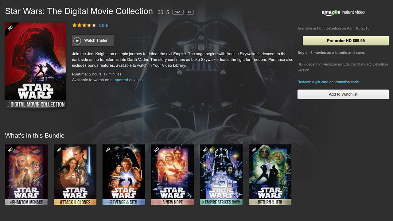 Star Wars: The Digital Six Film Collection - Movies on Google Play