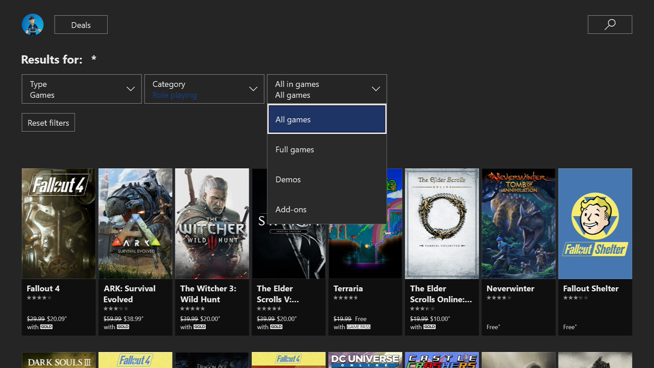 Browse Games by Genre in the Xbox One Store