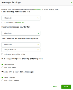 Message settings