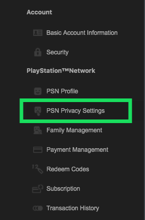 psn privacy settings