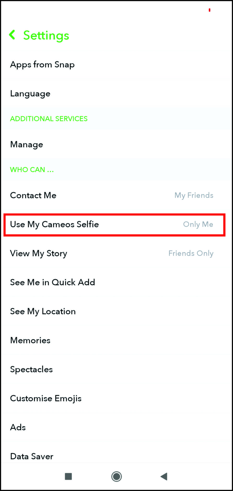 comment changer son cameo sur snapchat