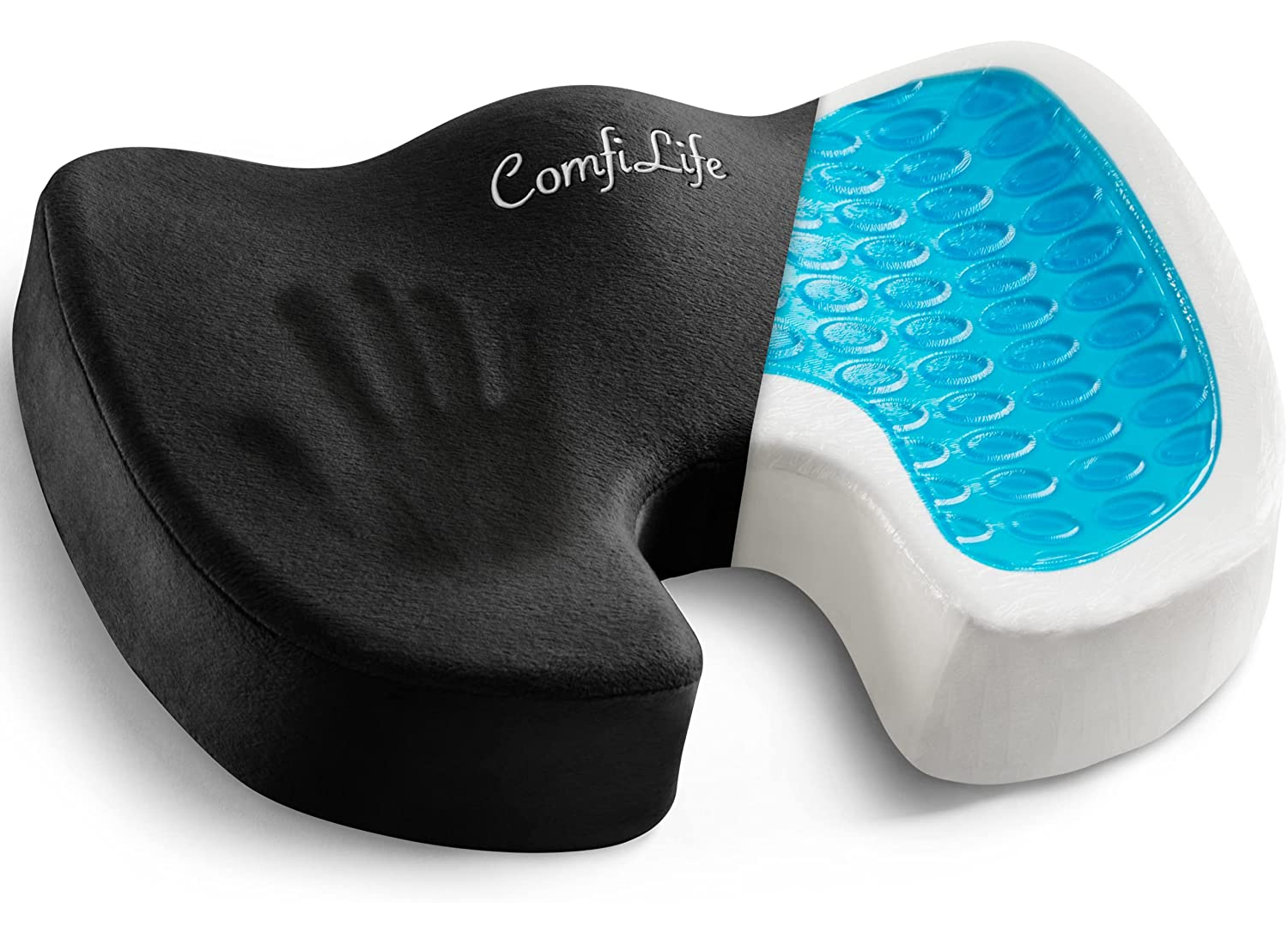 Everlasting Comfort Ergonomic Gel Infused Memory Foam Seat Cushion for Back  Pain, Black 