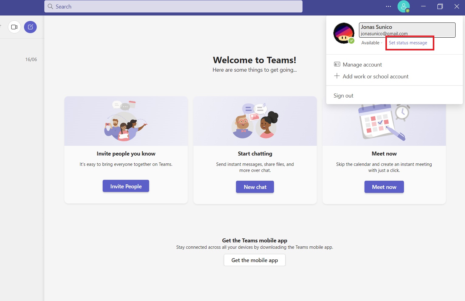 Microsoft Teams Status Message