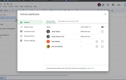 How To See Who Viewed Google Sheet