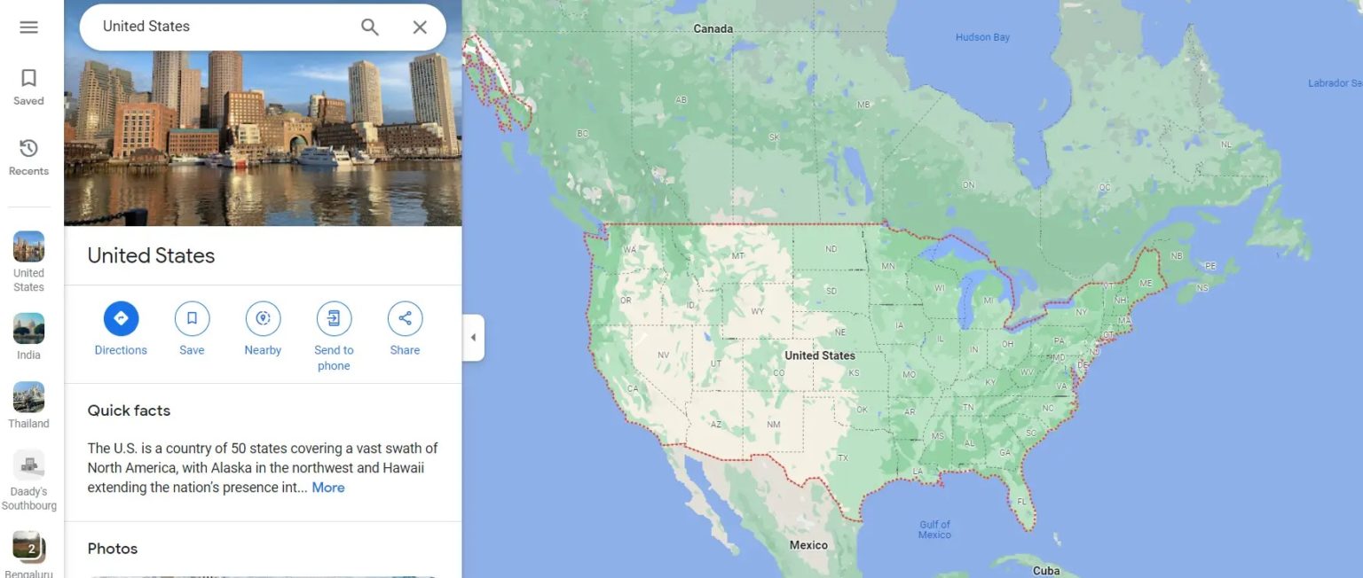 How To Show Country Lines In Google Maps Tech Junkie   Google Maps US Border 1536x652 