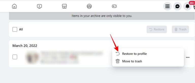 how to unarchive a post on facebook