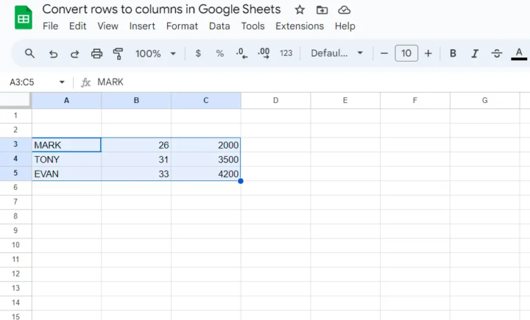 How to Convert Rows to Columns in Google Sheets - Tech Junkie