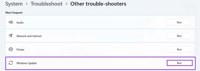 Use the Windows Update Troubleshooter 3