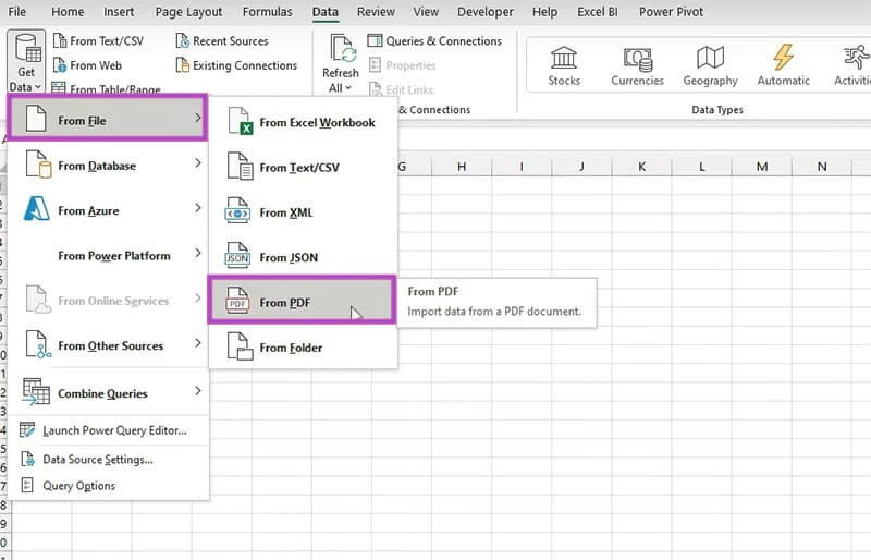 Convert a PDF to Excel 2