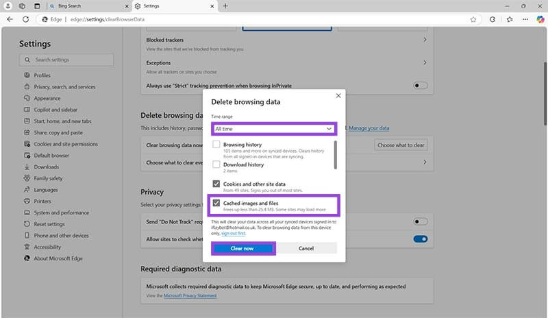 corrupt browser cache in microsoft edge 3