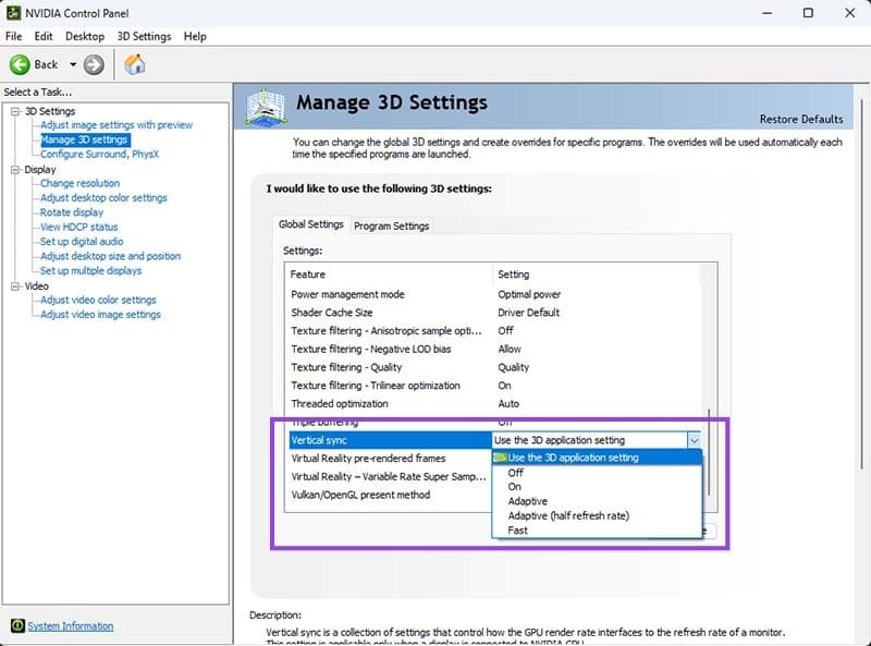 How to Enable and Disable VSync With an Nvidia Graphics Card 4