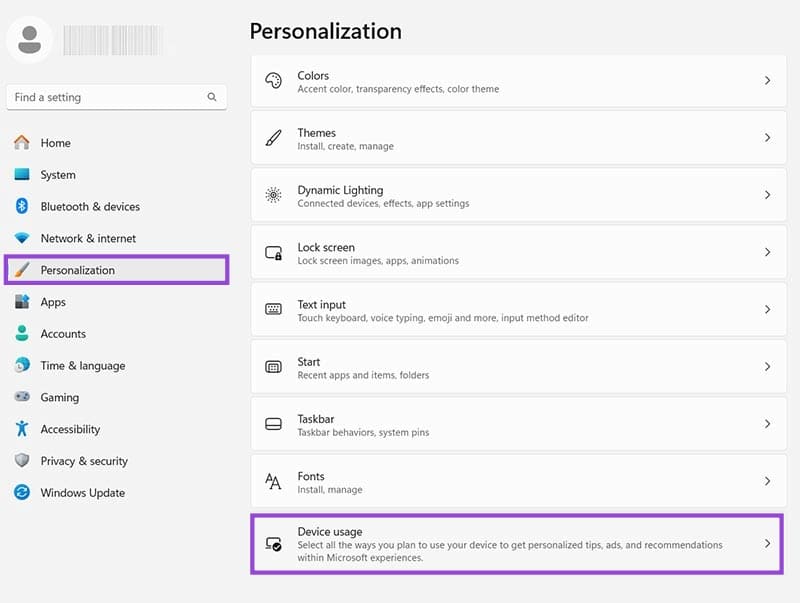 Remove Personalization Suggestions in Windows 1